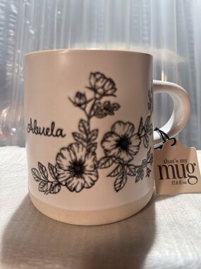 Global Design-Floral Name Mug "Abuela" 17.6 oz Ceramic Mug Interior Glaze NWT